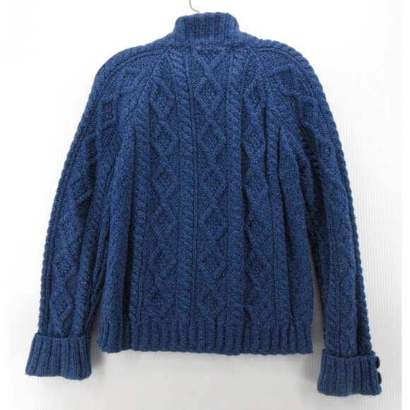 VINTAGE Inis Crafts Sweater Small Merino Wool Aran Cardigan Fisherman - Picture 6 of 9